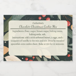 Etiqueta Para Comida Modern Leaves and Berries Christmas Baking Mix
