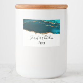 Etiqueta Para Comida Moderno y elegante cocina Verde azulada Agate & Go