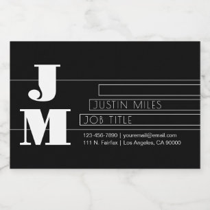Etiqueta Para Comida Monograma personalizable retro-moderno en blanco y