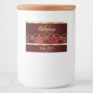 Etiqueta Para Comida Monograma Vintage Burgundy Color Lujo Decoración D