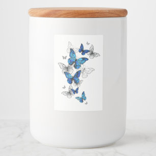 Etiqueta Para Comida Morfo de las mariposas voladoras azules