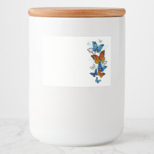 Etiqueta Para Comida Morfo y monarca de las mariposas voladoras