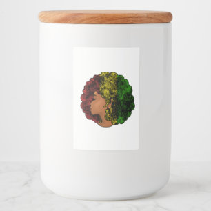 Etiqueta Para Comida Mujer negra rasta afro rojo amarillo verde 