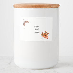 Etiqueta Para Comida Naranja acuarela Floral