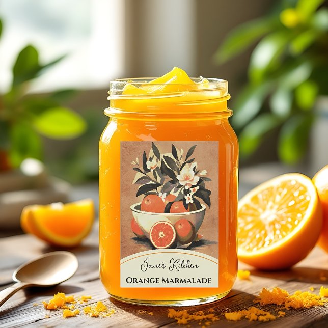 Etiqueta Para Comida Naranja de la época Marmalade Canning Jar (Orange marmalade jar label )