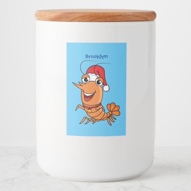 Etiqueta Para Comida Navidades alegres, camarones, personalizado ilustr (Anverso)