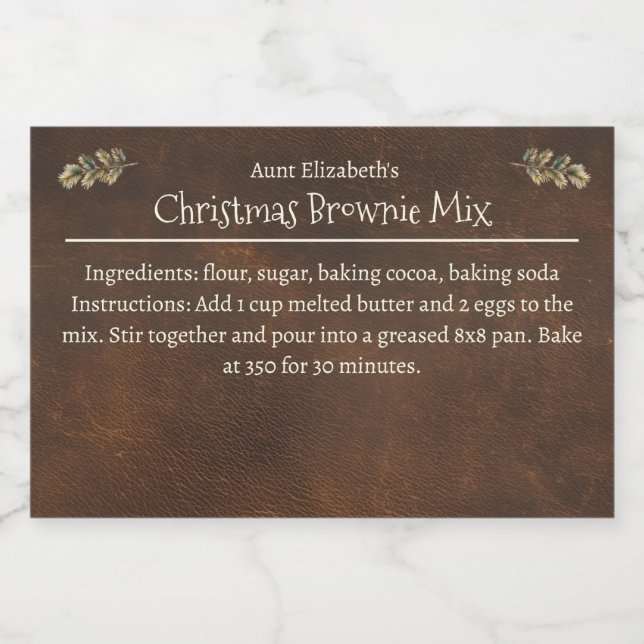 Etiqueta Para Comida Navidades Brownie Baking Mix Personalizado (Etiqueta única)