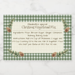 Etiqueta Para Comida Navidades caseros haciendo cola Mix Gingham Pine C