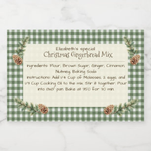 Etiqueta Para Comida Navidades caseros haciendo cola Mix Gingham Pine C