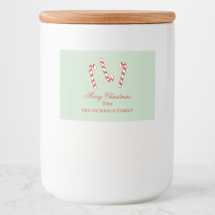 Etiqueta Para Comida Navidades de Candy Canes Rojo, Verde y Blanco
