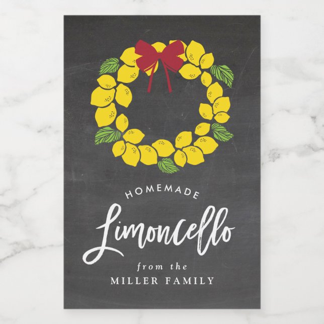 Etiqueta Para Comida Navidades del tablero de ajedrez limoncello wreath (Etiqueta única)