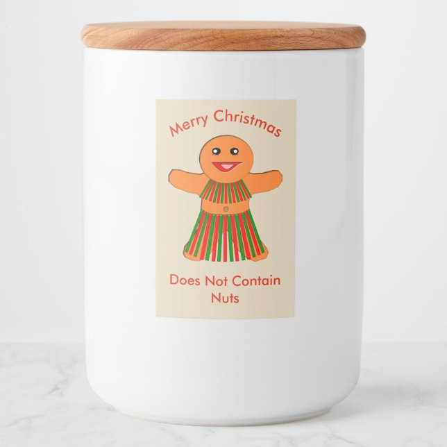 Etiqueta Para Comida Navidades Fiesta Gingerbread Mujer Graciosa (Anverso)