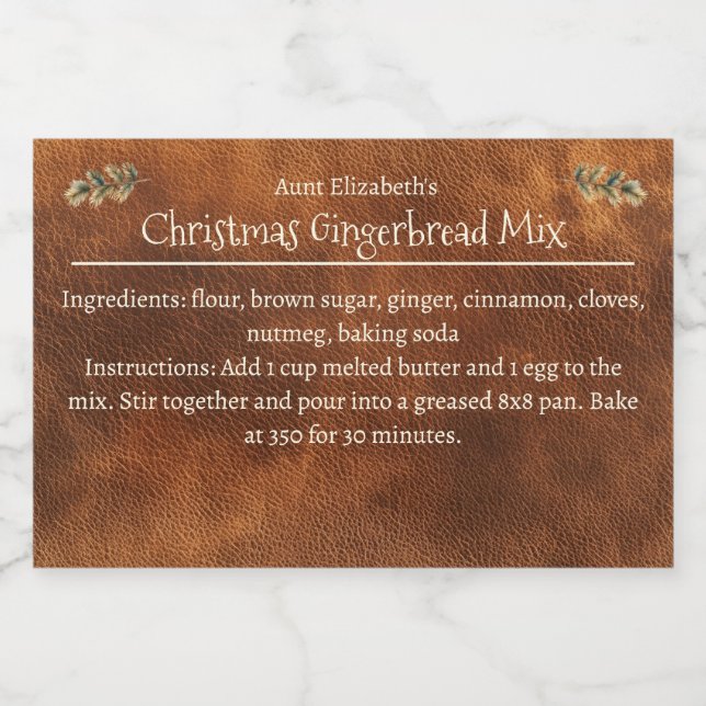 Etiqueta Para Comida Navidades Gingerbread mix Personalizado Brown (Etiqueta única)