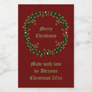 Etiqueta Para Comida Navidades góticos Personalizado Wreath