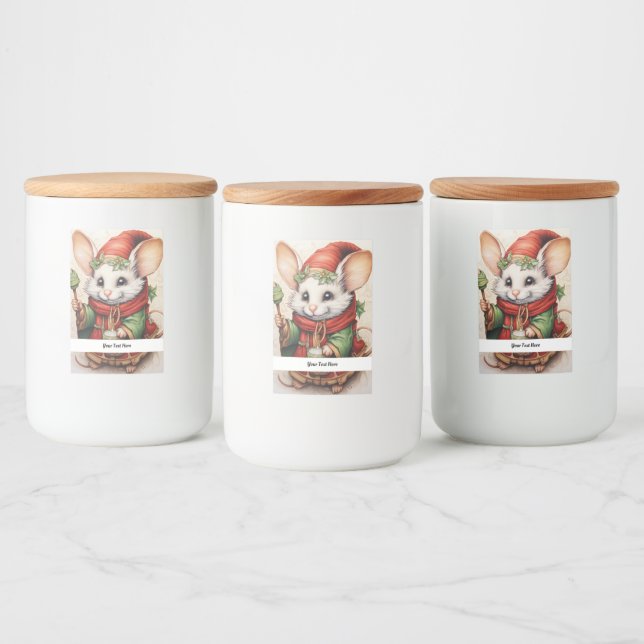 Etiqueta Para Comida Navidades Mouse 3 Su Texto Aquí (Botellas)