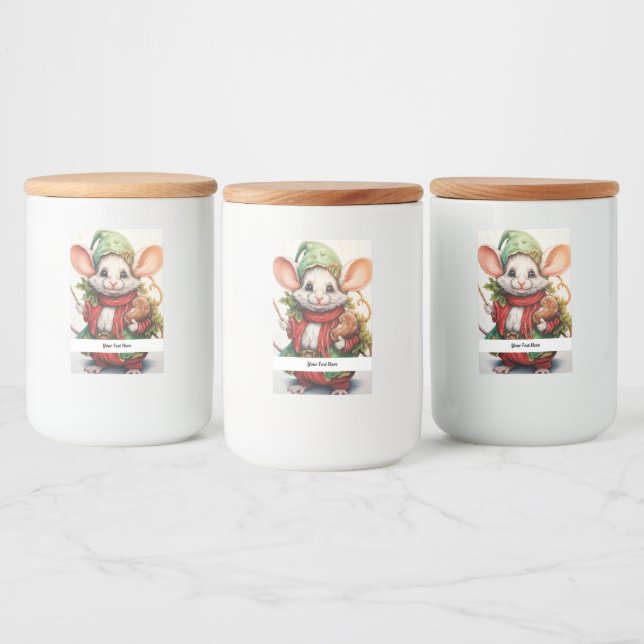 Etiqueta Para Comida Navidades Mouse 46 Su Texto Aquí (Botellas)