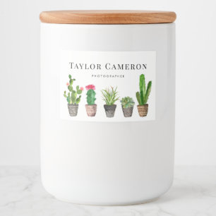 Etiqueta Para Comida Negocio de Cactus y Suculentas en Maceta con Acuar
