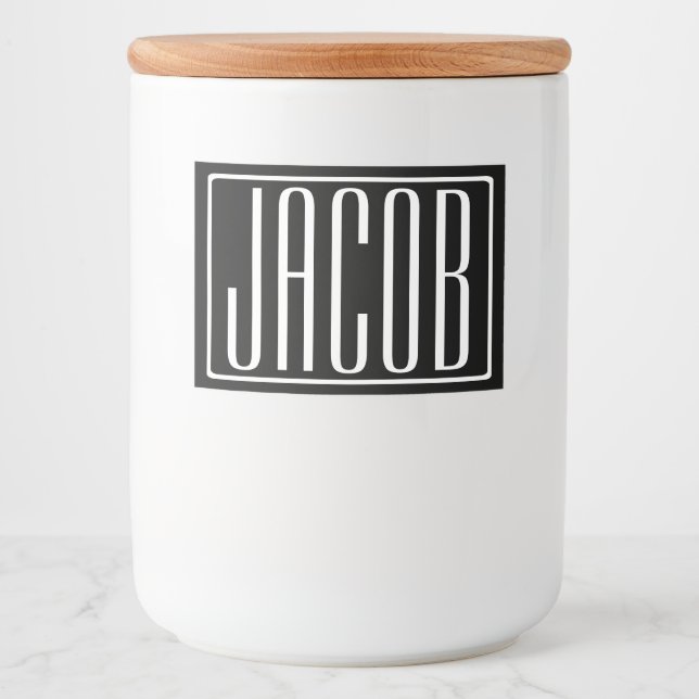 Etiqueta Para Comida Negrita y moderna tu nombre o palabra | Blanco sob (Anverso)