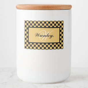 Etiqueta Para Comida Nombre de monograma elegante personalizado