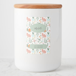 Etiqueta Para Comida nombre de patrón floral y texto personalizado
