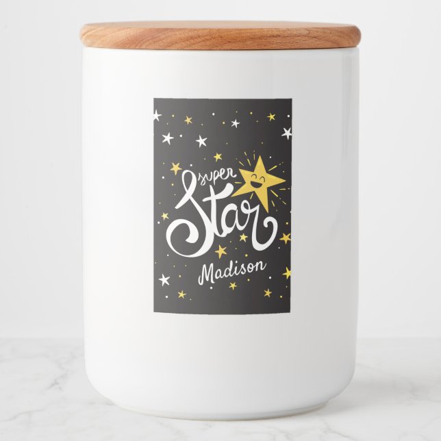 Etiqueta Para Comida Nombre personalizado Superestrella (Anverso)