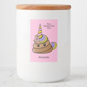 Etiqueta Para Comida Nombre personalizado y texto de caca de unicornio