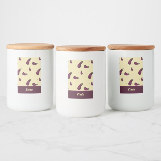 Etiqueta Para Comida Oberenjenas moradas en amarillo (Botellas)