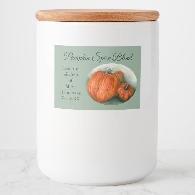 Etiqueta Para Comida Parche de calabaza Arte Trío Pastel Otoño (Anverso)