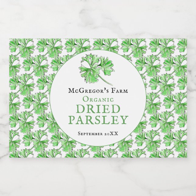 Etiqueta Para Comida Parsley seco acuarela arte personalizado hierba et (Etiqueta única)
