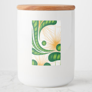 Etiqueta Para Comida Patrón artístico verde y dorado que representa un 