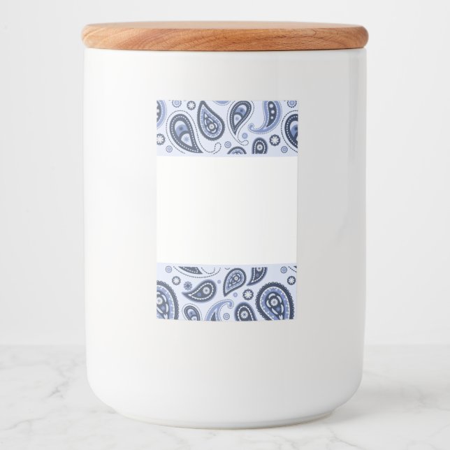 Etiqueta Para Comida Patrón azul paisley (Anverso)