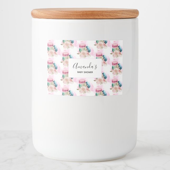 Etiqueta Para Comida Patrón de acuarela de aromas y flores coloridas (Anverso)