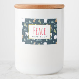 Etiqueta Para Comida Patrón de animales de Navidades adorables de paz y