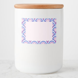 Etiqueta Para Comida patrón de damasco floral azul