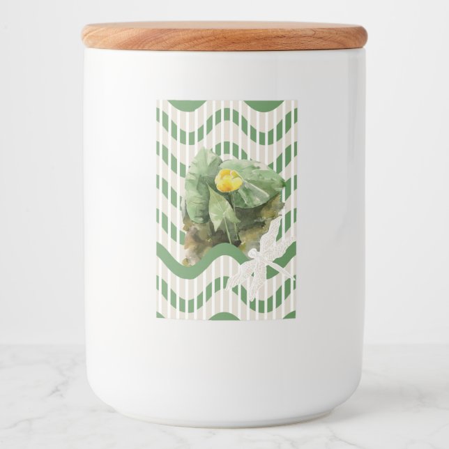 Etiqueta Para Comida Patrón de nenúfares (Anverso)