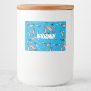 Etiqueta Para Comida Patrón de personalizado de calamar rosa gracioso