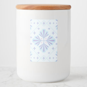 Etiqueta Para Comida Patrón de repetición floral geométrico azul pastel