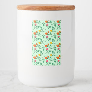 Etiqueta Para Comida Patrón floral con flores subió de color