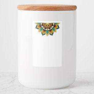 Etiqueta Para Comida Patrón Mandala 02 en amarillo y marrón