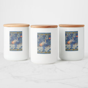 Etiqueta Para Comida Patrón Vintage de Grulla China: Azul Imperial