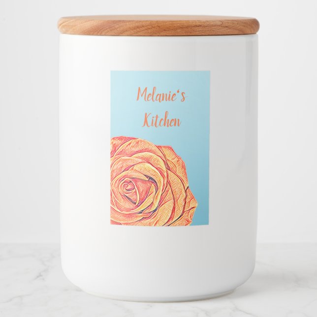 Etiqueta Para Comida Peachy Tangerine Rosa (Anverso)