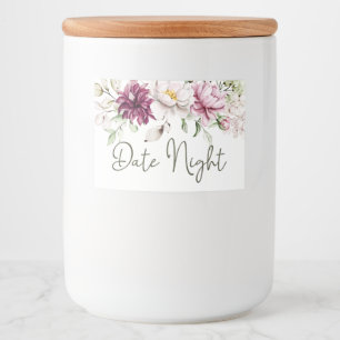 Etiqueta Para Comida Peonías Rosa Borgoña Floral Noche de Cita Tarro