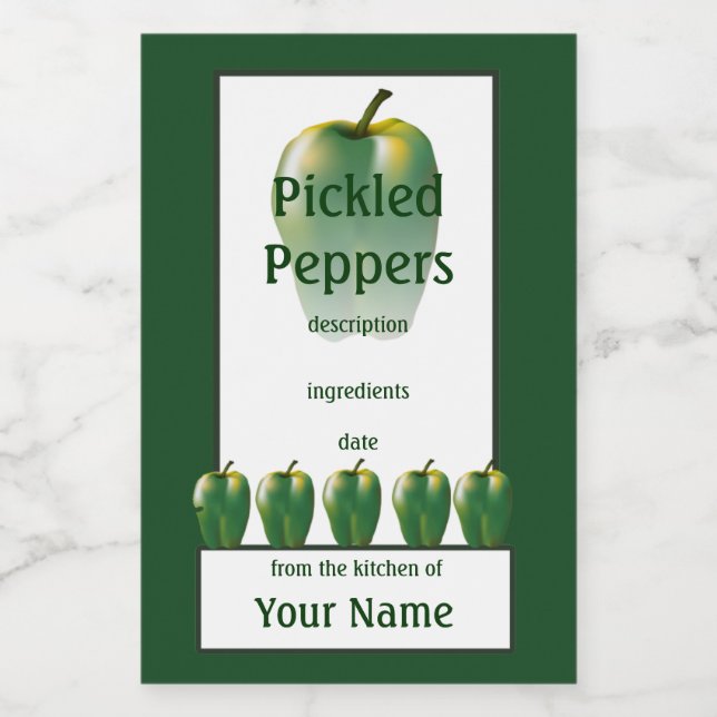 Etiqueta Para Comida Peppers para granos de pellizco verde 2x3 (Etiqueta única)
