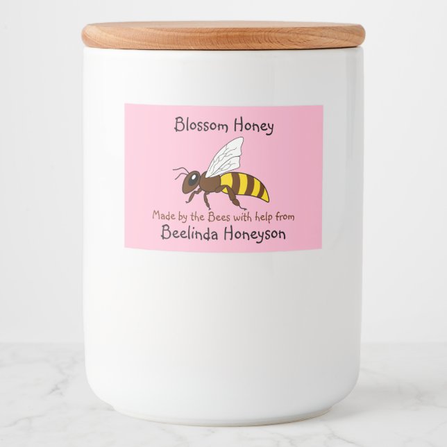 Etiqueta Para Comida Personalizado Bee Blossom Honey Jar Labels (Anverso)