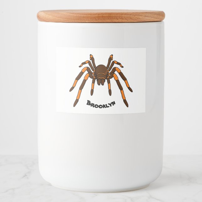 Etiqueta Para Comida Personalizado de araña tarántula arenosa marrón y  (Anverso)