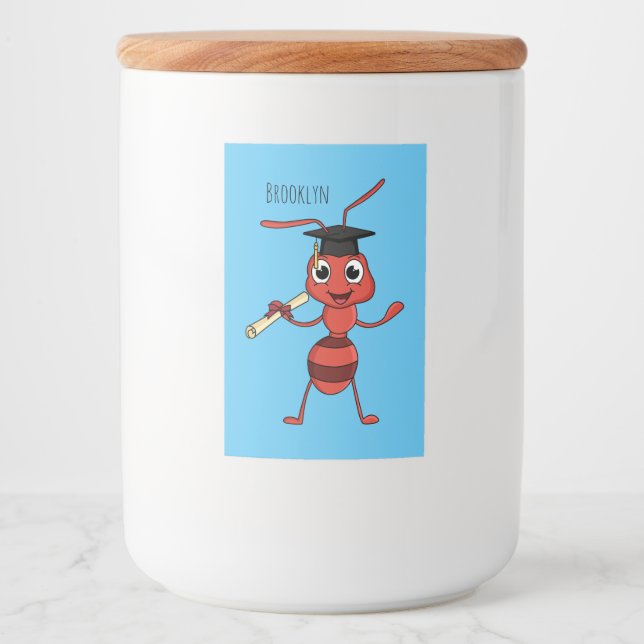 Etiqueta Para Comida Personalizado de hormiga roja feliz (Anverso)