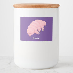 Etiqueta Para Comida Personalizado de oso de agua tardígrado rosa y sua
