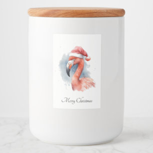 Etiqueta Para Comida Personalizado de Santa Claus Snowbird Flamingo