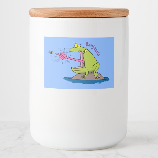 Etiqueta Para Comida Personalizado divertida de rana y mosca (Anverso)