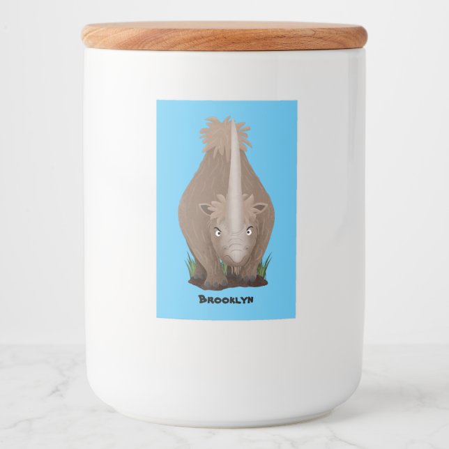Etiqueta Para Comida Personalizado elasmotherium rinoceronte (Anverso)
